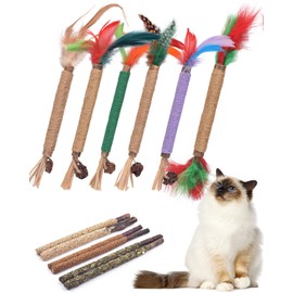 TINDTOP Silvervine Chew Sticks for Cats, 12 Pack Natural Catnip Chew Toys for Kittens Teeth Cleaning, Matatabi Dental Care, Increase Appetite Cat Dental Toy