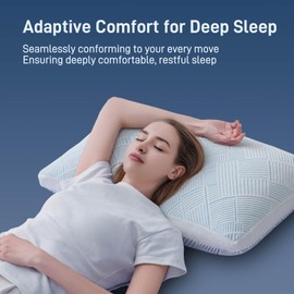 Shredded Memory Foam Cooling Soft Bamboo Viscose Pillow Queen Size, Adjustable Hypoallergenic Hotel Quality Pillow for Side, Back, Stomach Sleeper, Oeko-TEX Certified