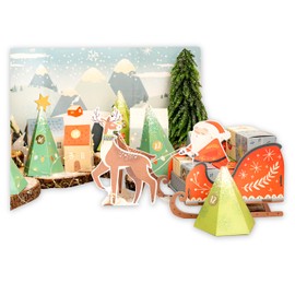 Papierdrachen Advent Calendar Sleigh - Folding Boxes - House - Advent - for DIY Crafts and Filling - Christmas Decoration - for Adults and Children - Set 01