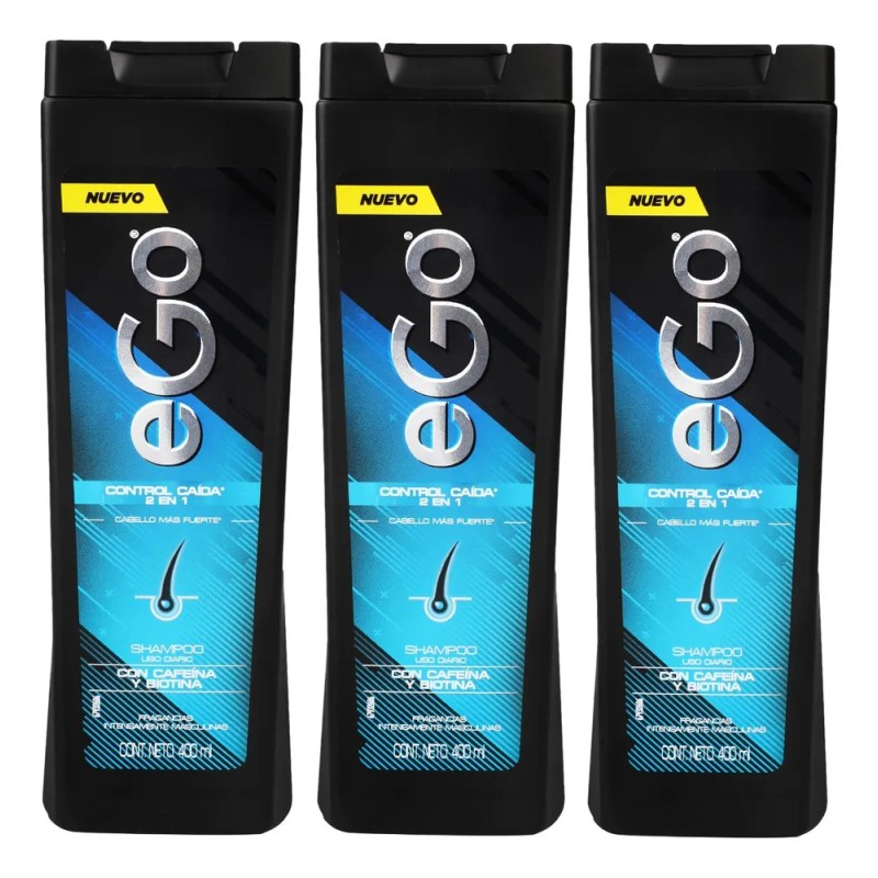 3 Shampoo Ego Control Caída 400ml