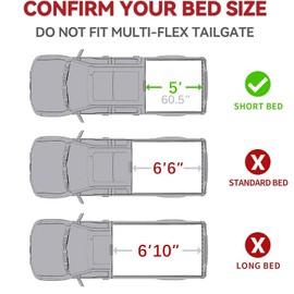 5FT Truck Bed Soft Roll-up Tonneau Cover Fleetside Compatible with 2016-2023 Tacoma 5'(60.5") Bed Pickup,Upgraded Version