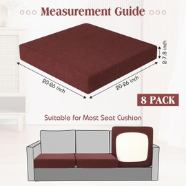 Newwiee 8 Patio Stretch Sofa Cushion Covers Outdoor Cushion Covers Replacement Couch Slipcovers Sofa Seat Cover Soft Chair Cover Furniture Protector for Pet (Dark Coffee,Waterproof)