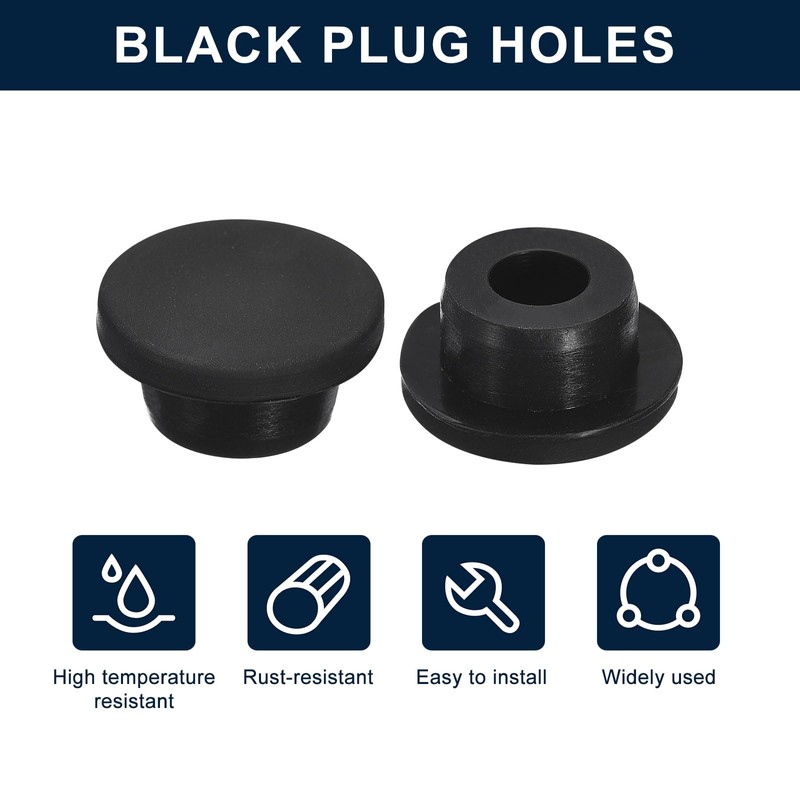 sourcing map 5 Pcs Black Plug Holes, Waterproof Rubber Button