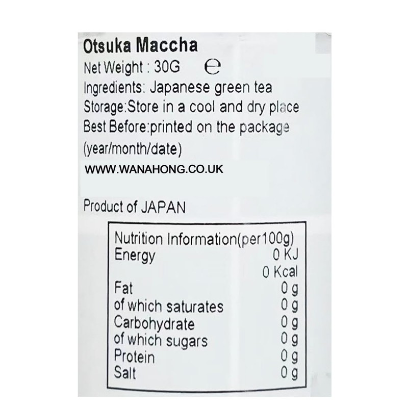 WaNaHong Otsuka Pure Matcha Green Tea Powder (Tin) 30g [Japan]