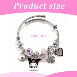 HQRKOTM Kuromi Pendant Jewellery Bracelet, Kuromi Bracelet, Sanrio Bracelet, Kuromi Bracelet, Kuromi Girls' Bracelets, Kids, Kuromi Sparkling Charm Bracelet, Gift for Girls, a