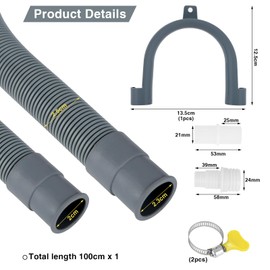 1M Universal Replacement Drain Hose Extension Kit for Washing Machine, Dishwasher and Other Applications (1M)