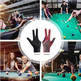 beiqilian Left Hand Billiards Glove for Snooker Billiard Elasticity Billiard Training Gloves Accessories (Left Red Full Finger)