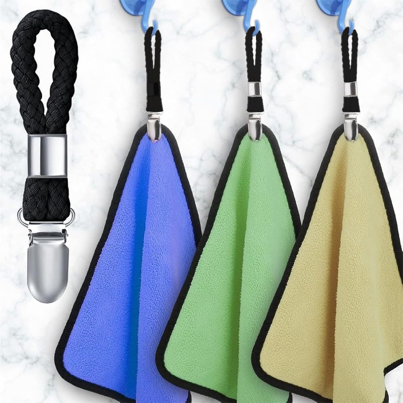 HUATEEN 6 Pack Black Towel Clips - 11.5cm Sturdy Hanging