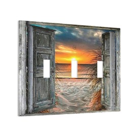 Sunrise Landscape Sunset Beach 3 Gang Light Switch Cover Triple Toggle Wall Plate Decorative Faceplate Electrical Switchplate for Bathroom Bedroom Home Decor