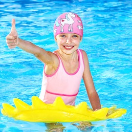 4 Pieces Swim Cap for Kids Fabric Swimming Hat Waterproof Elastic Swim Caps for Long Hair and Short Hair (Lovely Style)