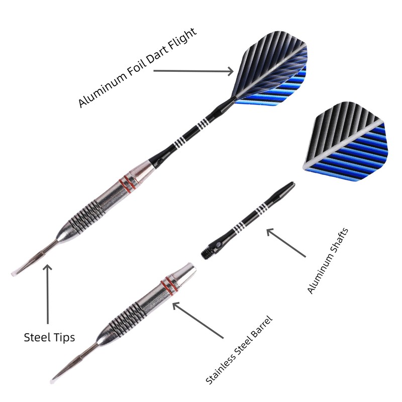 FUZVOL Professional Darts Set Steel Tip-Aluminum Stems Darts Flights with