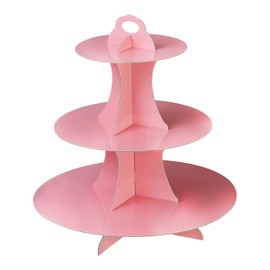 3-Tier Cardboard Cupcake Stand,Pink Cupcake Stand Tower for Birthday Wedding DIY Dessert Decoration