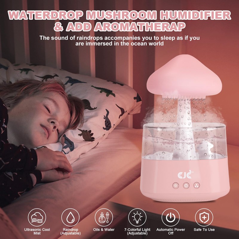 Cloud Rain White Noise Humidifier, Rain Water Drip Diffuser Humidifiers