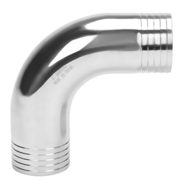 DERNORD Sanitary Hose Barb Fitting 304 Stainless Steel 2" Barbed x 2" Barbed 90 Degree Elbow