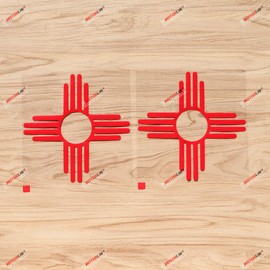 2X red 4'' New Mexico State Flag Decal Sticker Car Vinyl NM Ancient Zia Sun Symbol