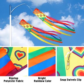 Jiusely 2 Pieces Rainbow Windsock, Colorful Spiral Windsocks Hanging Decoration, 100CM Windsock Flag for Outdoor Garden Patio Backyard Festival Celebrations Decoration