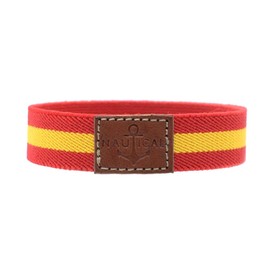 BDM Spain Flag Fabric Bracelet for Men and Women Elastic Nautical Shield Bracelet with One Piece of Leather, Leather