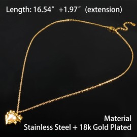 Heart Charm Necklace for Women with Pearl, Melting Heart Shape Pendent Choker Necklace 18K Gold Plated Dainty Chic Vintage Stylish Necklace Jewelry