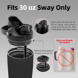 BydGxy Replacement Lid for Owala FreeSip Sway 30oz Water Bottle - BPA-Free, Secure Seal, Leak-Proof Lock, Insulated Carry Handle - Compatible with Owala FreeSip Bottles & Straws (Black)