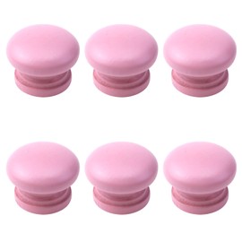 Pastlla 6Pcs Wood Door Knob, Colorful Cute Drawer Cabinet Knob Wood Round Mushroom Shape Knobs Furniture Cabinet Knobs Pull Handles for Cupboard Bedroom Home, 1 Inch (Pink)