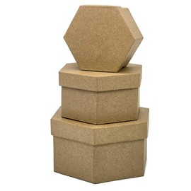AllStellar Hexagon Paper Mache Nesting Boxes – Small Set of 3 Paper Mache Boxes with lids for Crafting, Gifts, Storing Jewelry, Treasure, Accessories, Cosmetics, Ornament and More