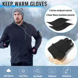 Warm Winter Gloves For Men Women For Cold Weather Thermal Warm Touchscreen Motorcycle Gloves Waterproof Workout Glove Mens Puerto Rico Flag Running Glove For Driving Riding Snowboarding Gifts,L