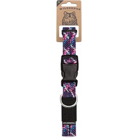 Wilderdog Climbing Rope Dog Collar - Outdoor durable climbing rope design with heavy-duty secure hardware for safety - Adjustable to fit 13"-18" around with a 1" band - Medium - Razzleberry Reflective