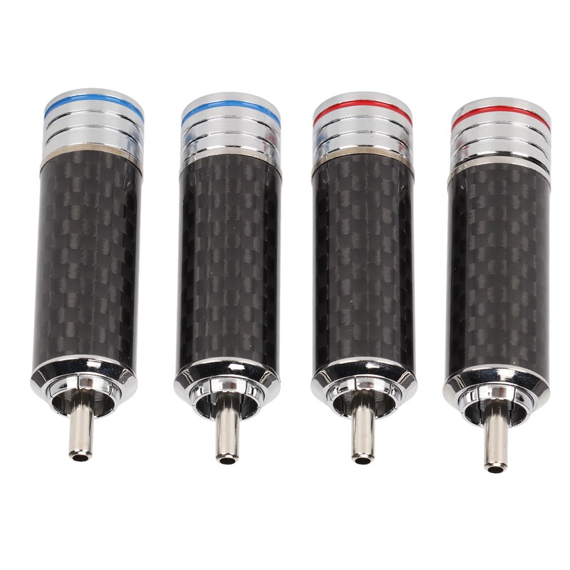 4Pcs RCA Sound Plug Carbon Fiber Chrome 8mm Wire Diameter