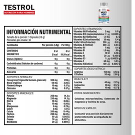 Producto Prémium de alta Calidad Multivitamínico Hombres | con Óxido Nítrico Precursor Arginina + Citrulina y Soporte Herbal Fenogreco, Maca, Cúrcuma | 24 Vitaminas y Minerales | 90 cápsulas.