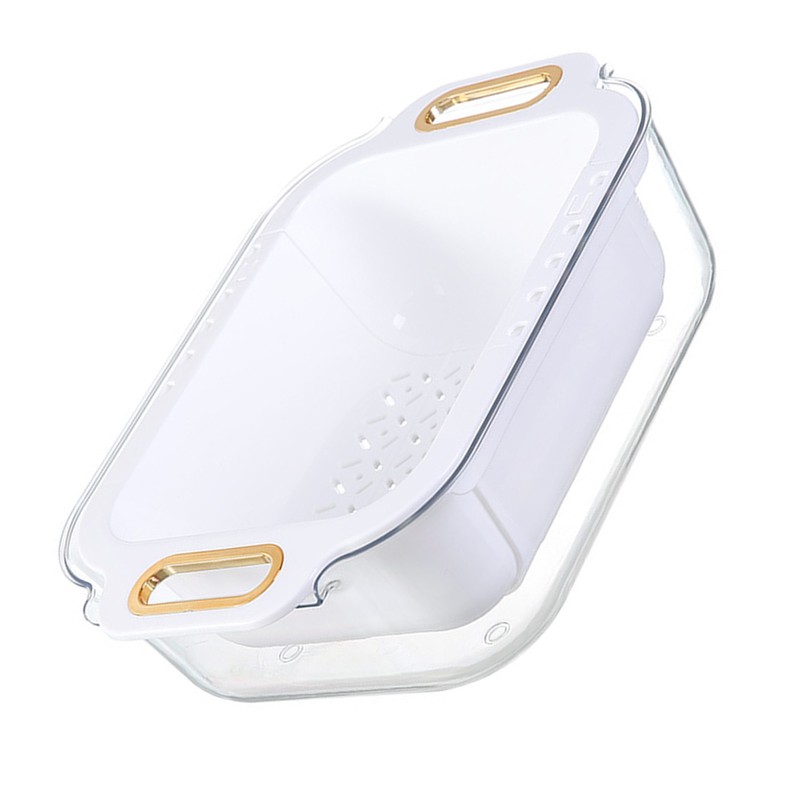 Extendable Over Sink Colander Double Layers Retractable Drainer Basket for