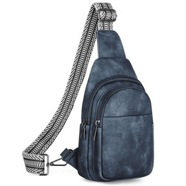 SYTRAH Sling Bag for Women, Crossbody Bags Purse for Women Trendy Vegan Leather Fanny Pack with Adjustable Strap Vintage Blue