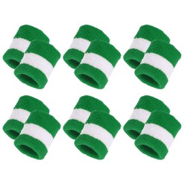 MECCANIXITY Sports Wristbands, 12 Pack Absorbent Sweatband Competitions Wrist Band Sweat Band for Men Women Tennis Basketball Football Running, Green White