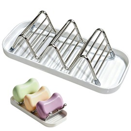 UVULAS 304 Stainless Steel Wavy Soap Dish, Self Draining Shampoo Bar Holder with Removable Drip Tray, Rustproof Quick Dry Bar Soap Organizer for Shower Bathroom Kitchen, Holds 2-3 Bars, 1 Pack