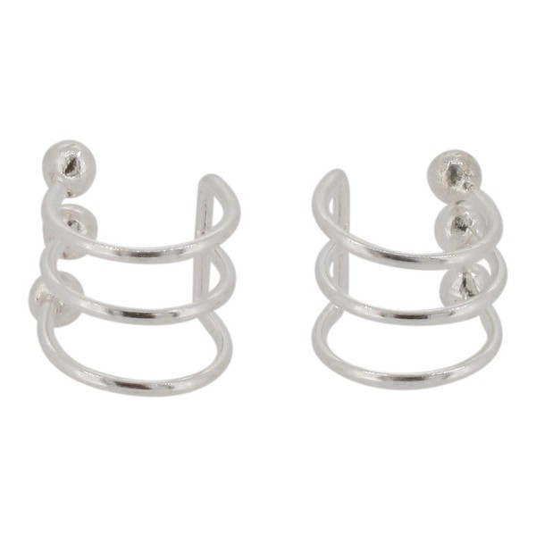 Touch Jewellery 925 Sterling Silver Triple Band with Ball Ear