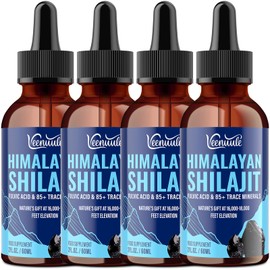 Pure Shilajit Liquid Drops, High Potency Himalayan Shilajit Drops, Enriched with 60% Fulvic Acid and 85+ Trace Minerals, 5X Faster Absorption, Alternative to Resin and Capsules, 60ml (Pack of 4)