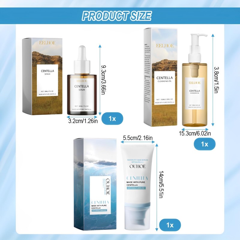 Centella Skin Care Set, Centella Cleansing Oil, Centella Serum &