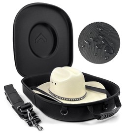 Foeran Travel Hat Case For Cowboy Panama & Fedora Hat, Waterproof & Crush Proof Cowboy Hat Box Wide-brimmed Hats Storage Holder Hat Carrier - Large, Black