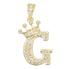 sourcing map A-Z Crown Initial Necklace, Alphabet g Pendant Gold Plated Cubic Zirconia Monogram Pendant Name Jewelry for Men Women DIY
