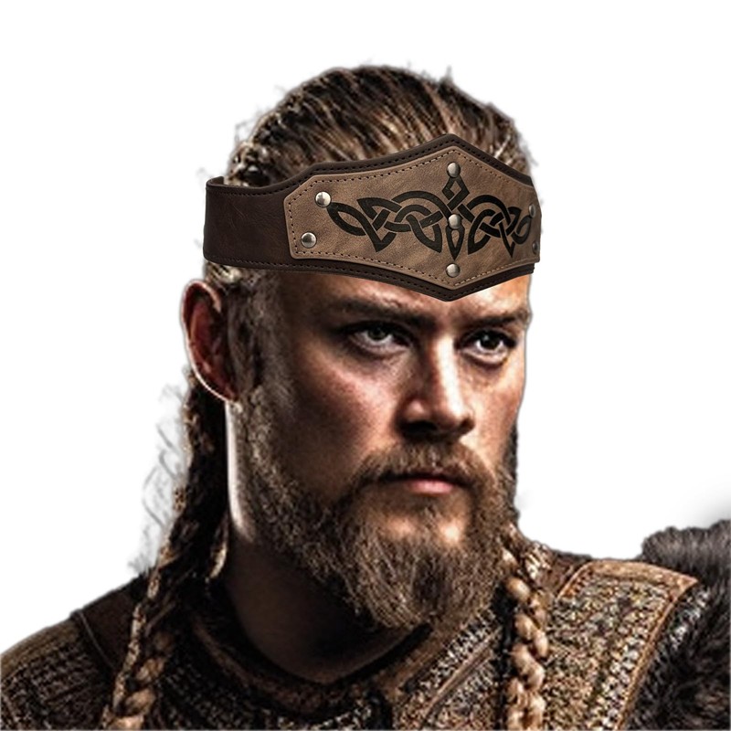 HOEACXY Medieval Renaissance Accessories Faux Leather Viking Headpiece Costume Leather
