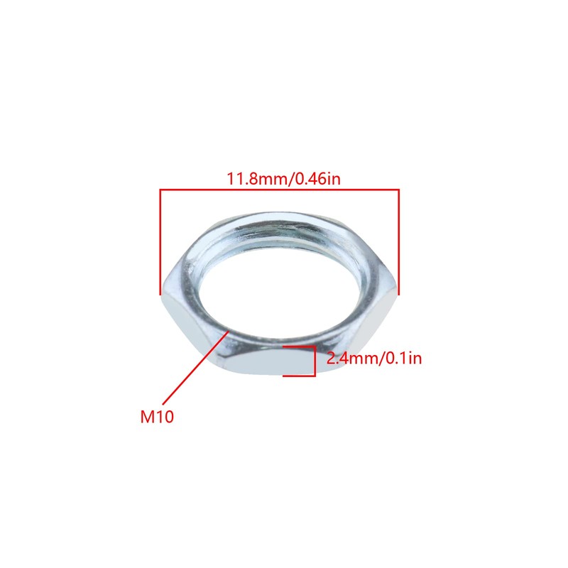 YINETTECH 20PCS Hex Nuts M10x1 SW12 2.4mm ISO Fine Thread