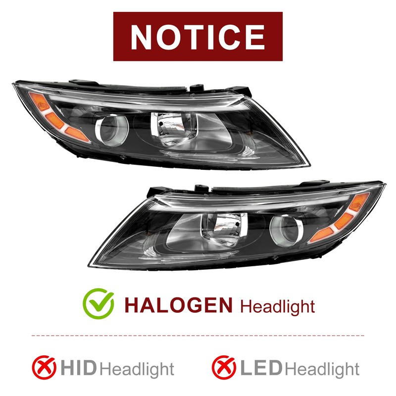 YOOCOO Headlight Assembly Compatible with 2014 2015 Kia Optima Halogen