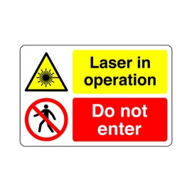 Safety First Display LTD Laser in operation sign - 1.2mm Rigid plastic for indoor/outdoor usage (200mm x 150mm) Viewing Distance within 5m.