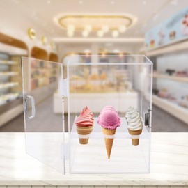 9 Holes Ice Cream Cone Holder, Acrylic Transparent Ice Cream Display Cabinet, Clear Display Rack with Door Display Cabinet for Dessert Shop, Ice Cream Fair, Weddings, Birthday Parties