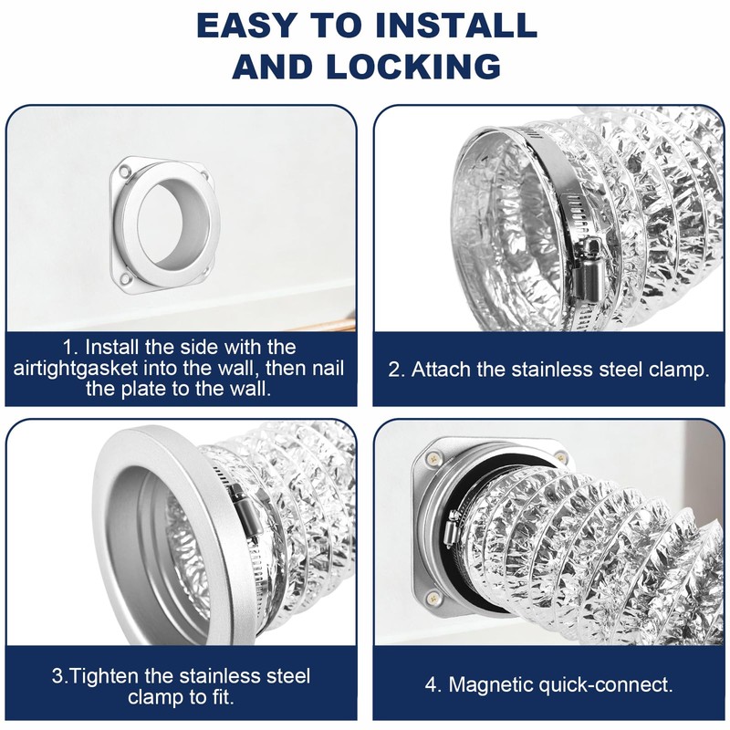 Magnetic Dryer Vent Coupling Kit, Quick Connect Aluminium Alloy DV180