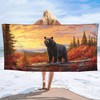 YISUMEI Microfibre Beach Towel Printed with Black Bear, Soft, Lightweight,