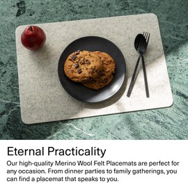 Graf Lantz - Merino Wool Rectangle Placemat - Charcoal (12" H x 18" W) - 3mm Merino Wool Felt Table Mat - Moisture Wicking - Odor, Stain, Heat & Dirt Resistant - Luxury Home Decor - Made in The USA