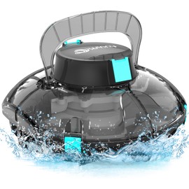Cordless Robotic Pool Cleaner,Pool Vacuum with Auto- Parking, Lightweight, Ideal for Above Ground Flat Pool up to 645 sq.ft,Black