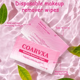 COARVXA 100 Count Makeup Remover Wipes Mini Makeup Wipes Travel Face makeup wipes Individually Wrap For Mascara Lipstick Oil Dirt Face Skin Hypoallergenic Alcohol-Free