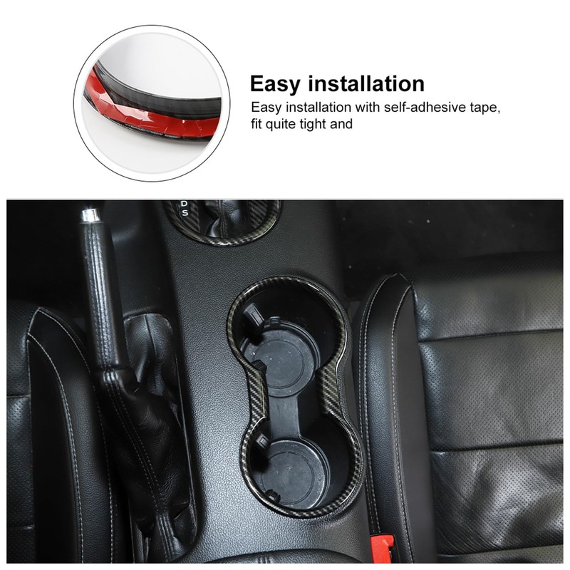 JeCar for Mustang Carbon Fiber Interior Cup Holder Cover Trim