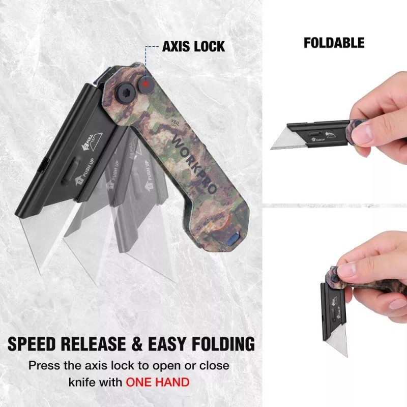 Workpro 1 x Folding Utility Knife 10PCS Blades Quick Change